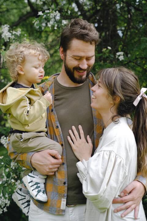 a man with his family